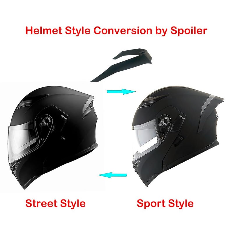 1Storm Motorcycle Modular Full Face Helmet Bike Flip up Dual Visor Sun Shield: HB89 Matt Black - Image 3